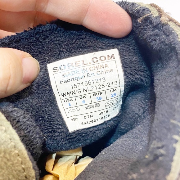 Sorel Fancy Lace II Peatmoss Black Green Suede Duck Winter Boot - Picture 8 of 8